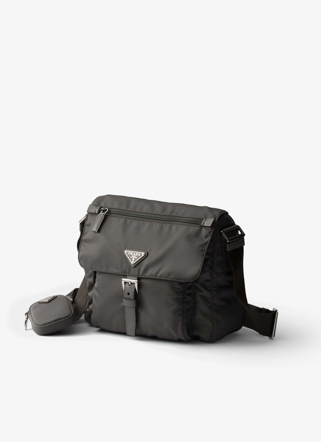 Prada Re-Nylon schoudertas met leren details - detail 3 donkergrijs