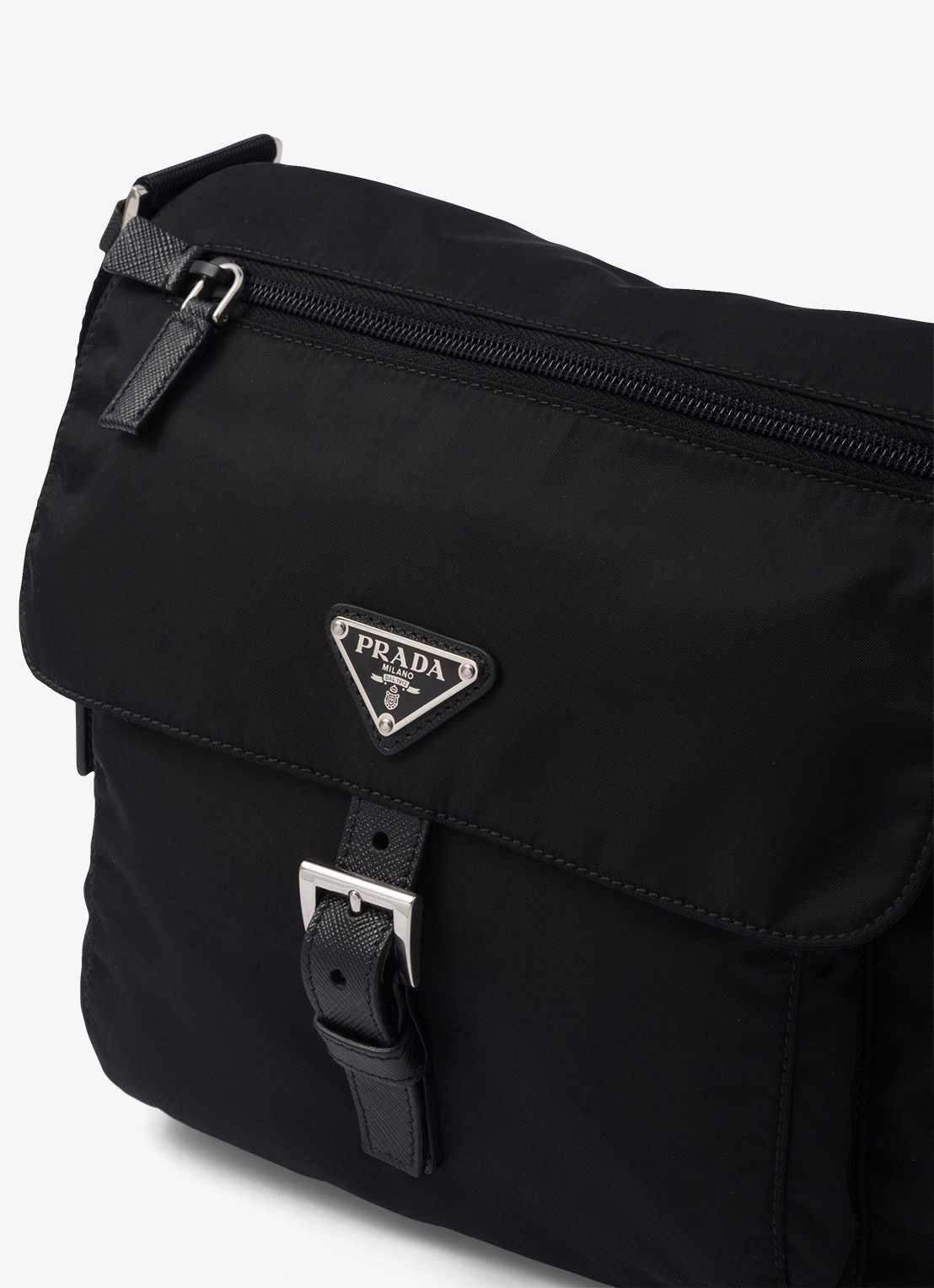 Prada Re-Nylon schoudertas met leren details - detail 2 zwart
