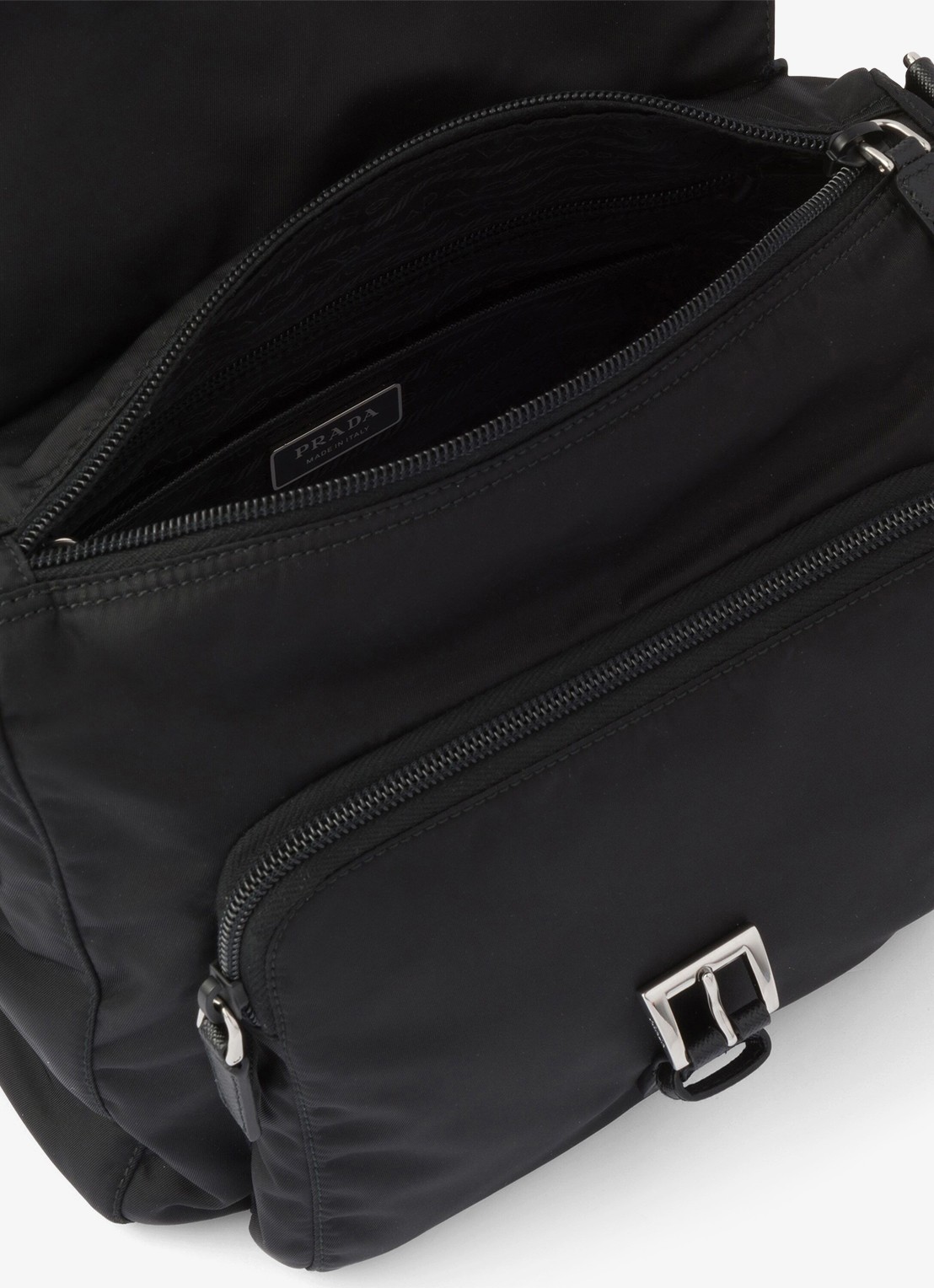 Prada Re-Nylon schoudertas met leren details - detail 3 zwart