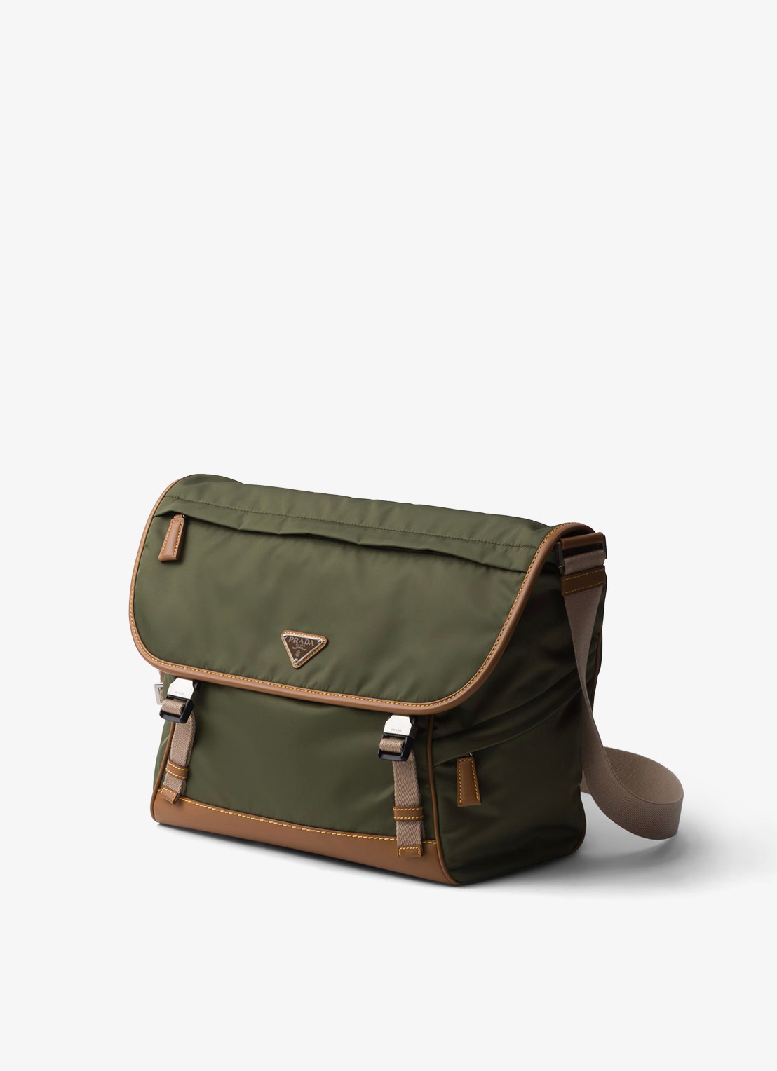 Prada Re-Nylon schoudertas met leren details - achterkant 7 legergroen