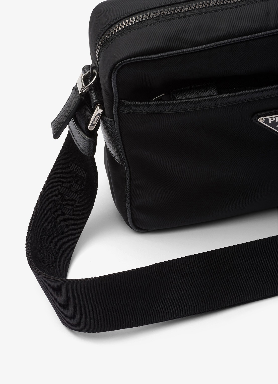 Prada Re-Nylon schoudertas met leren details - detail 3 zwart