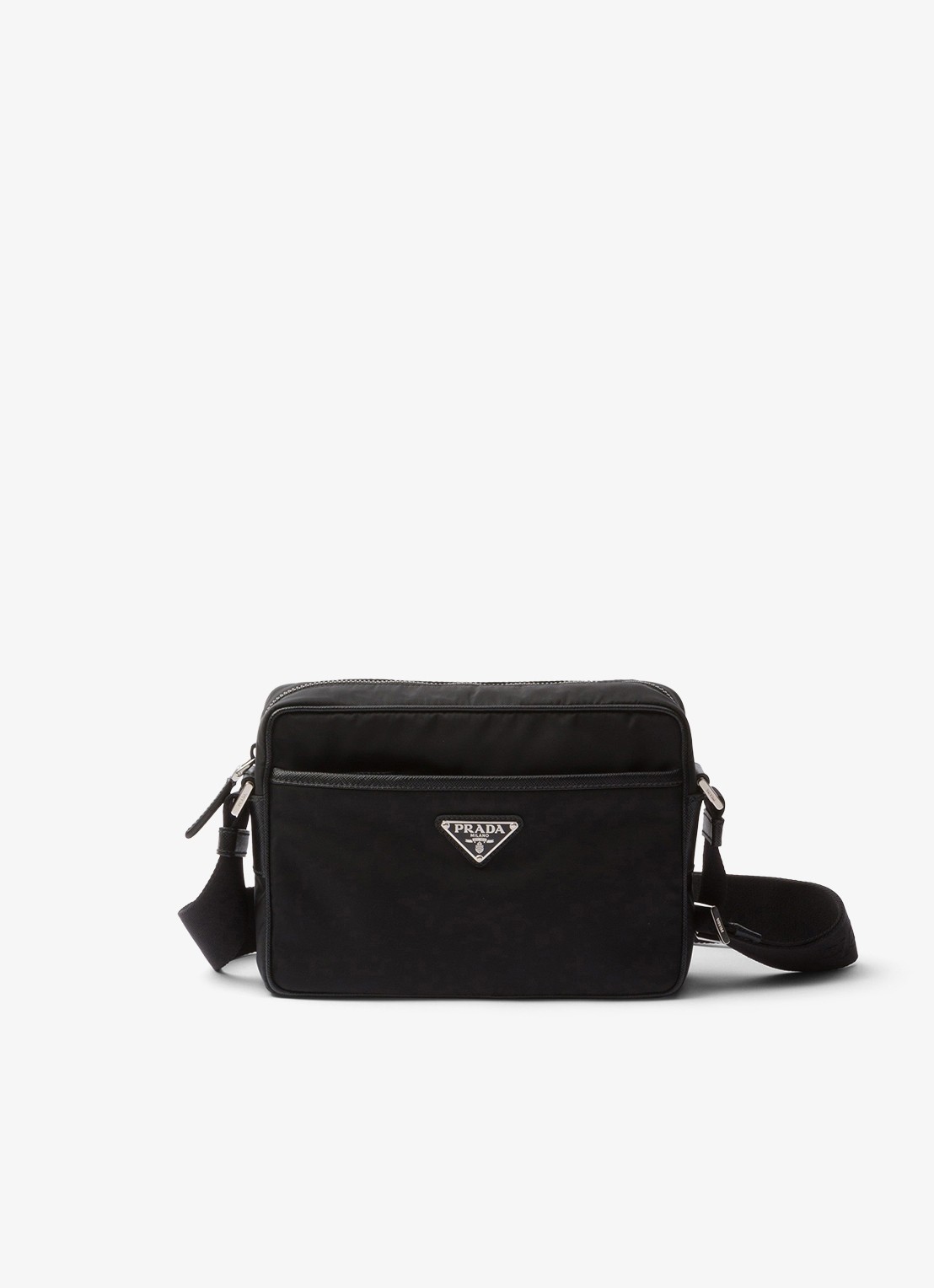 Prada Re-Nylon schoudertas met leren details - voorkant 5 zwart