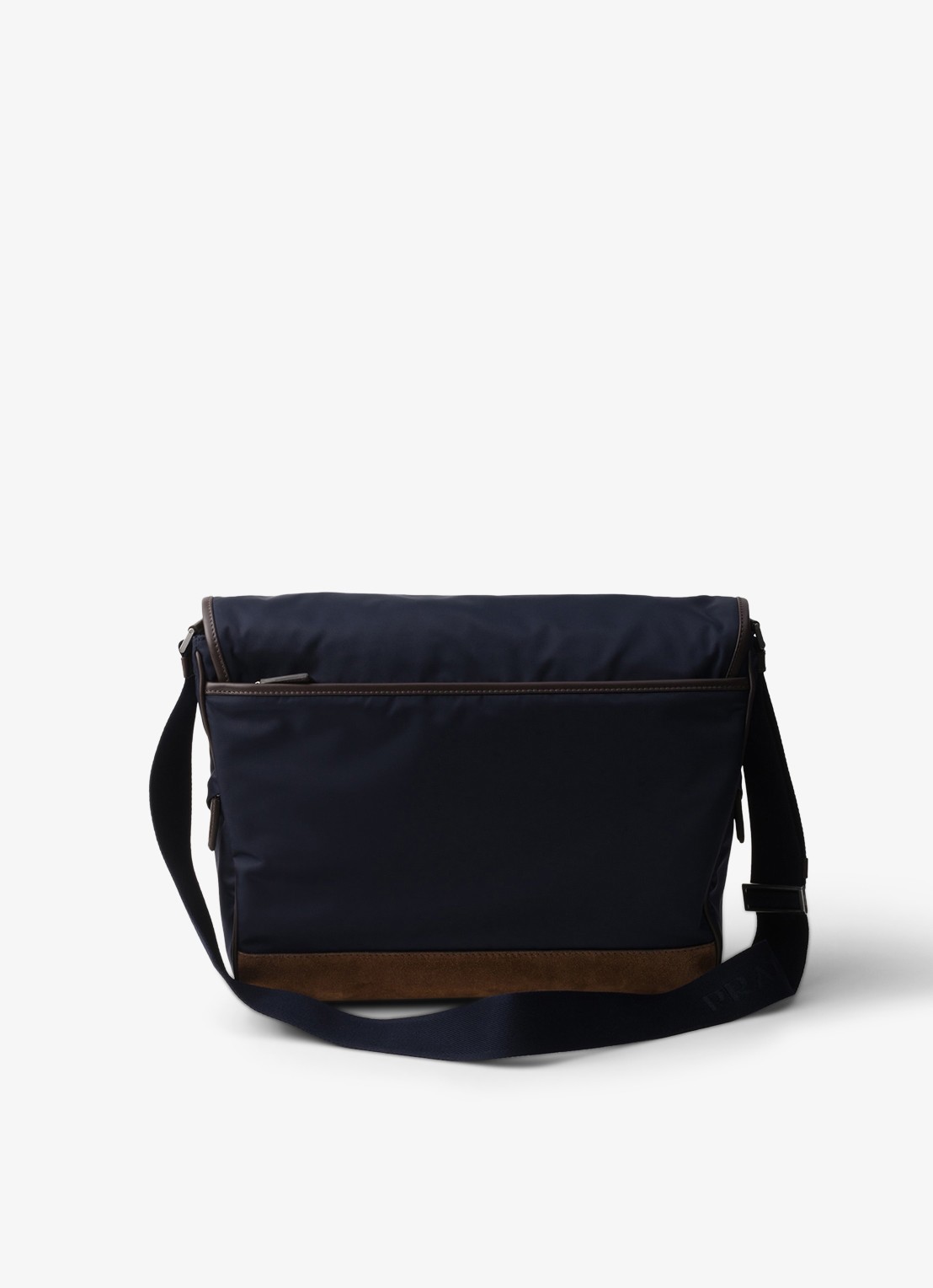 Prada Re-Nylon schoudertas met leren details - achterkant donkerblauw