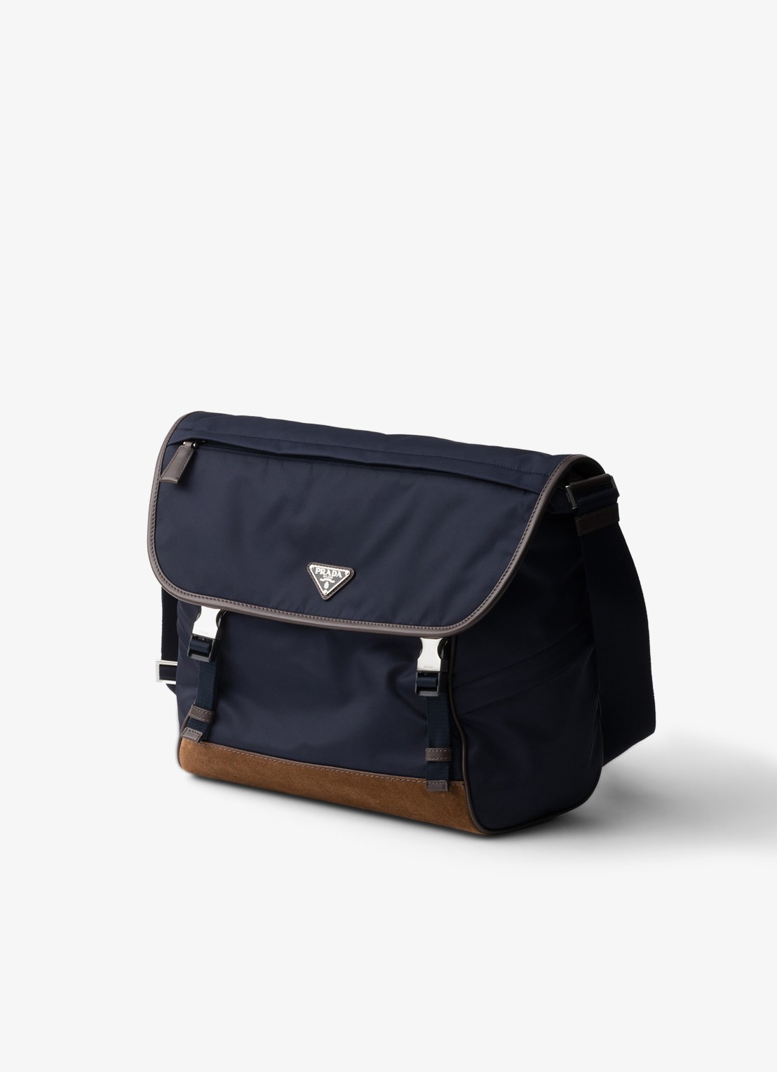Prada Re-Nylon schoudertas met leren details - detail 4 donkerblauw