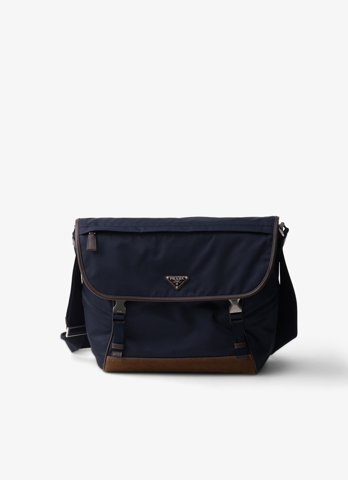 Prada Re-Nylon schoudertas met leren details - voorkant 2 donkerblauw