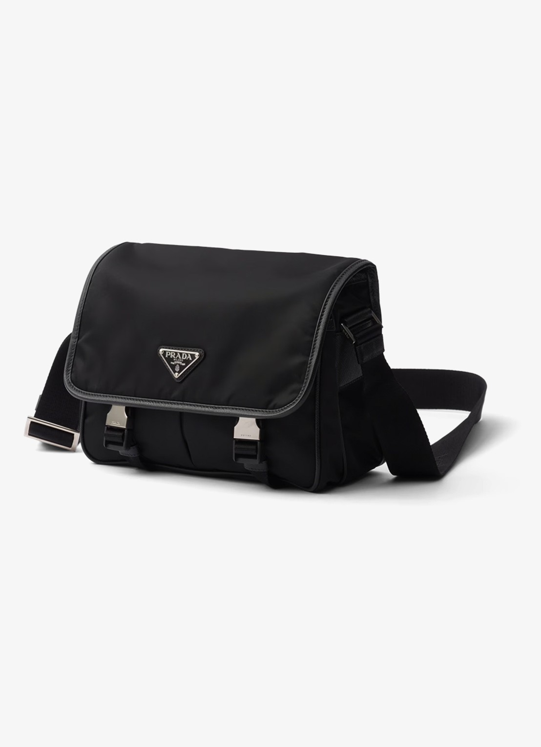 Prada Re-Nylon schoudertas met leren details - detail zwart