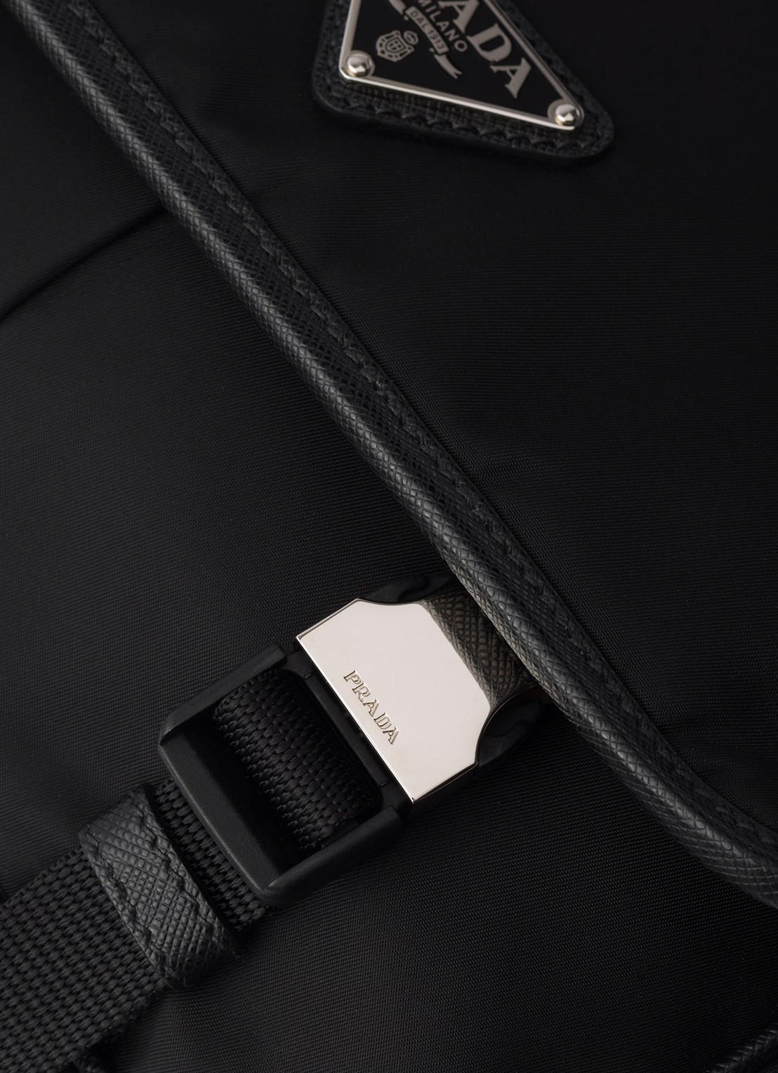 Prada Re-Nylon schoudertas met leren details - detail 3 zwart