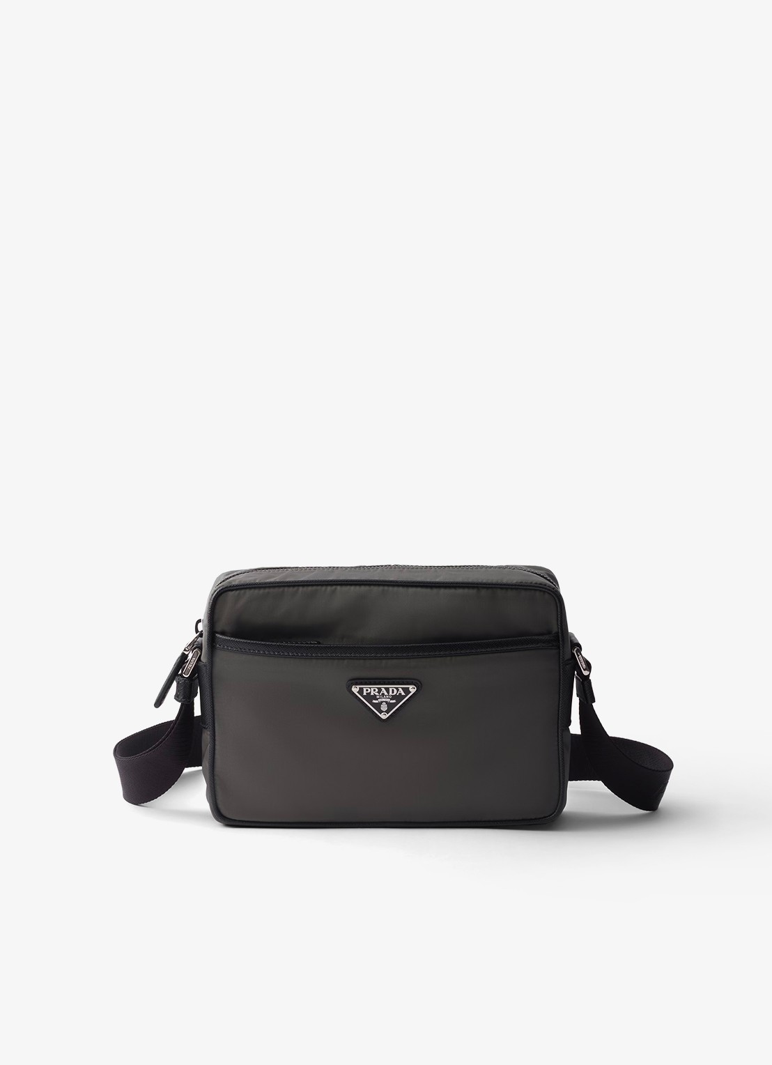 Prada Re-Nylon schoudertas met leren details - voorkant 4 antraciet