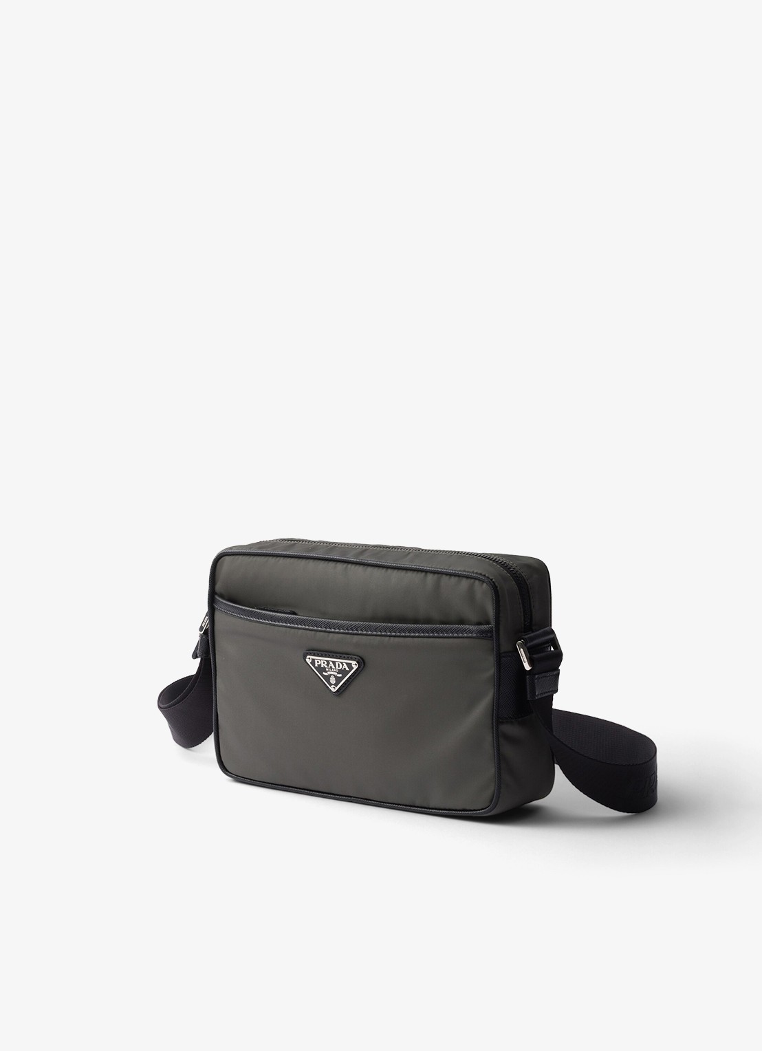 Prada Re-Nylon schoudertas met leren details - voorkant 5 antraciet