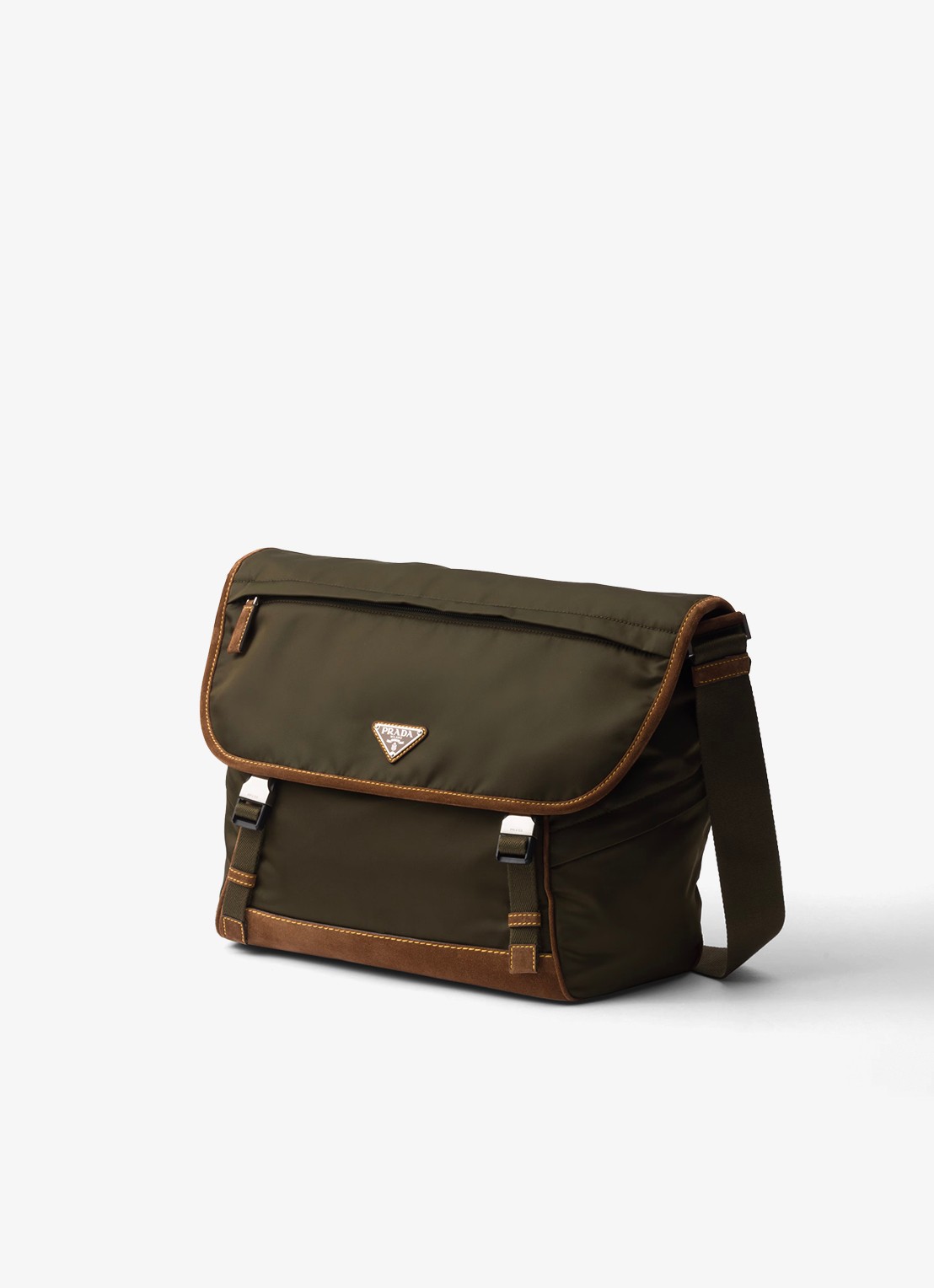 Prada Re-Nylon schoudertas met leren details - detail 3 legergroen