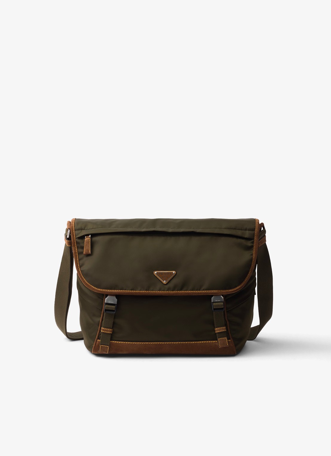 Prada Re-Nylon schoudertas met leren details - voorkant legergroen