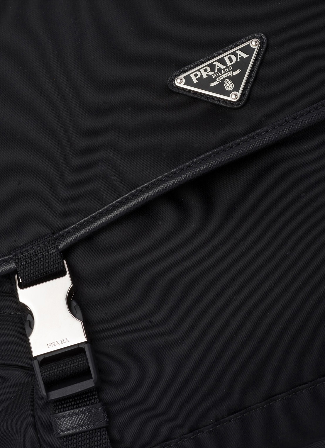 Prada Re-Nylon schoudertas met leren details - detail 7 zwart
