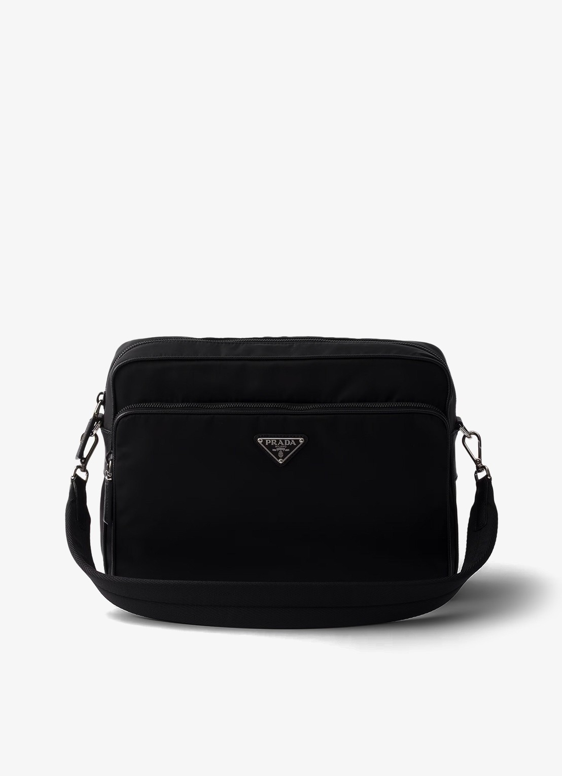 Prada Re-Nylon schoudertas met leren details - voorkant 6 zwart