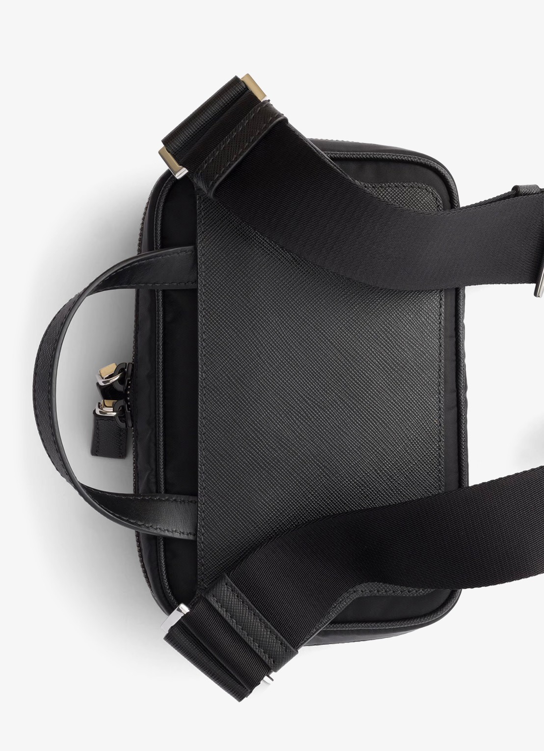 Prada Re-Nylon schoudertas met leren details - achterkant 7 zwart