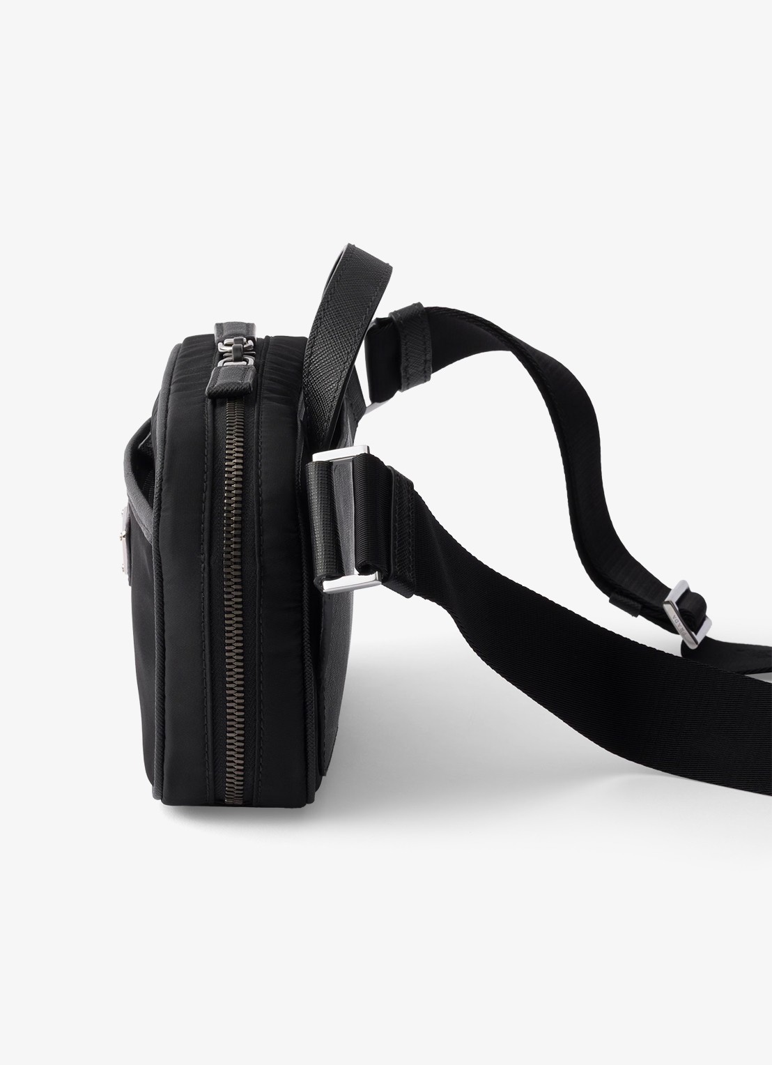 Prada Re-Nylon schoudertas met leren details - detail 3 zwart