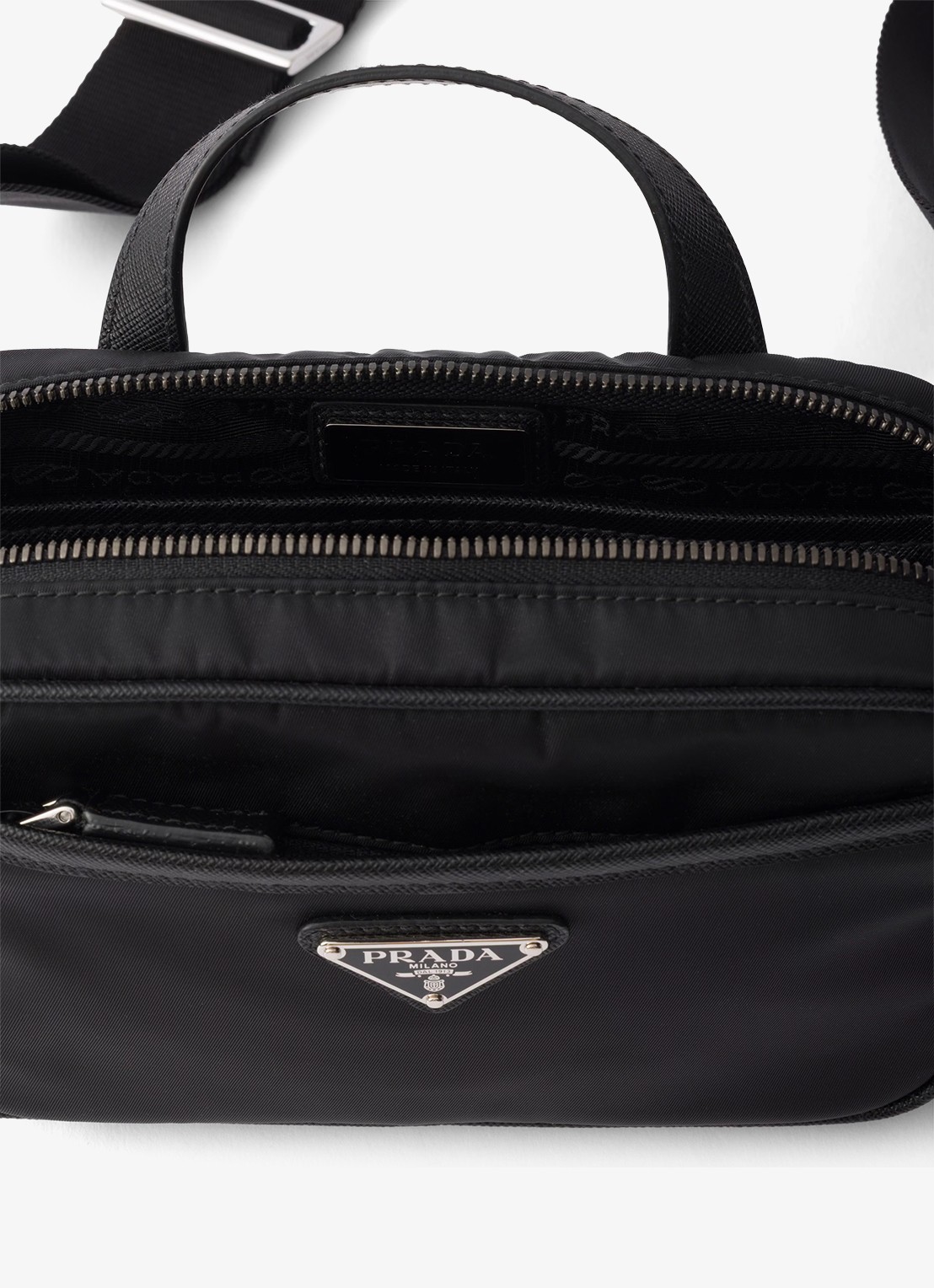 Prada Re-Nylon schoudertas met leren details - detail 5 zwart