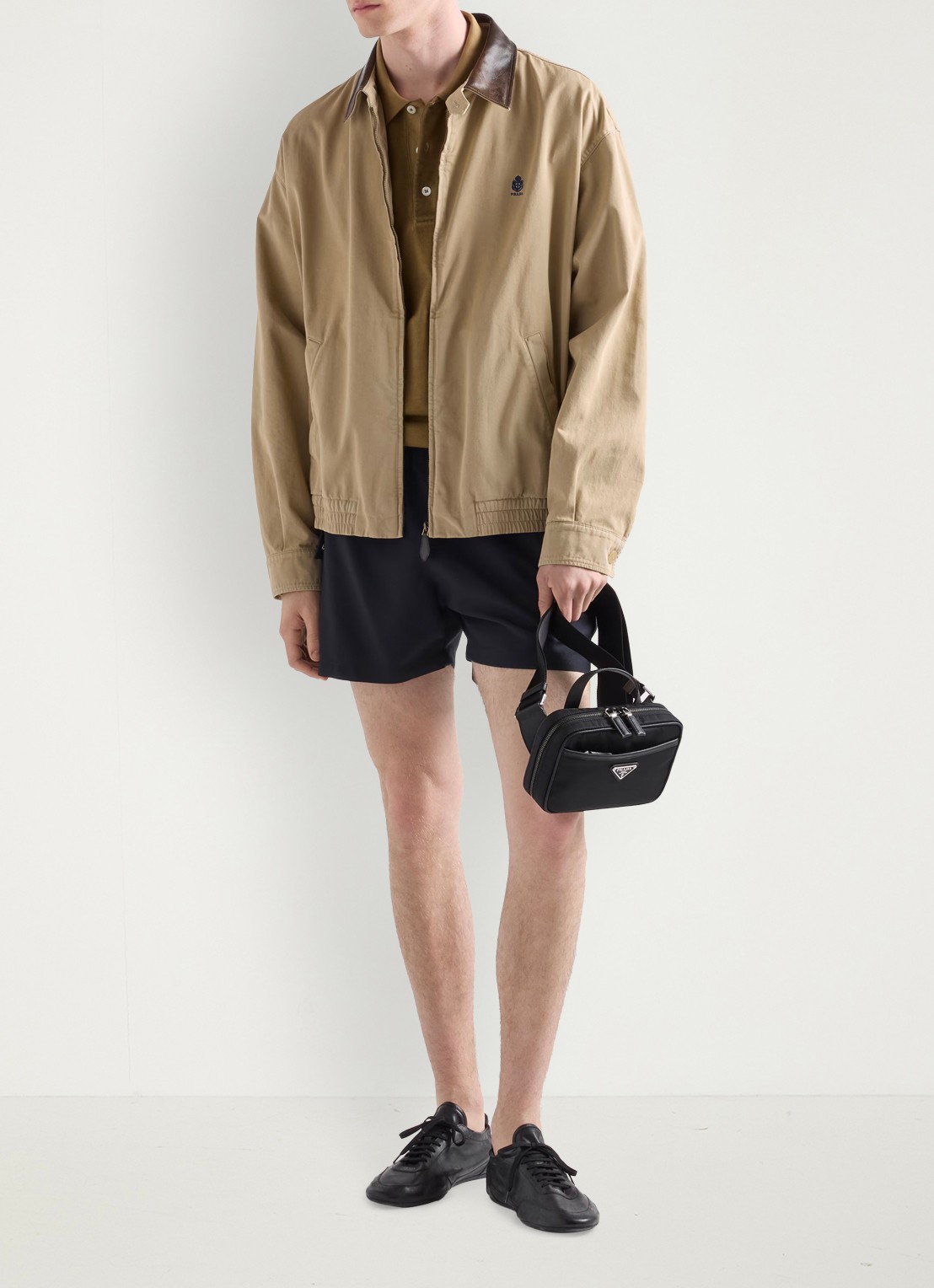 Prada Re-Nylon schoudertas met leren details - detail 6 zwart