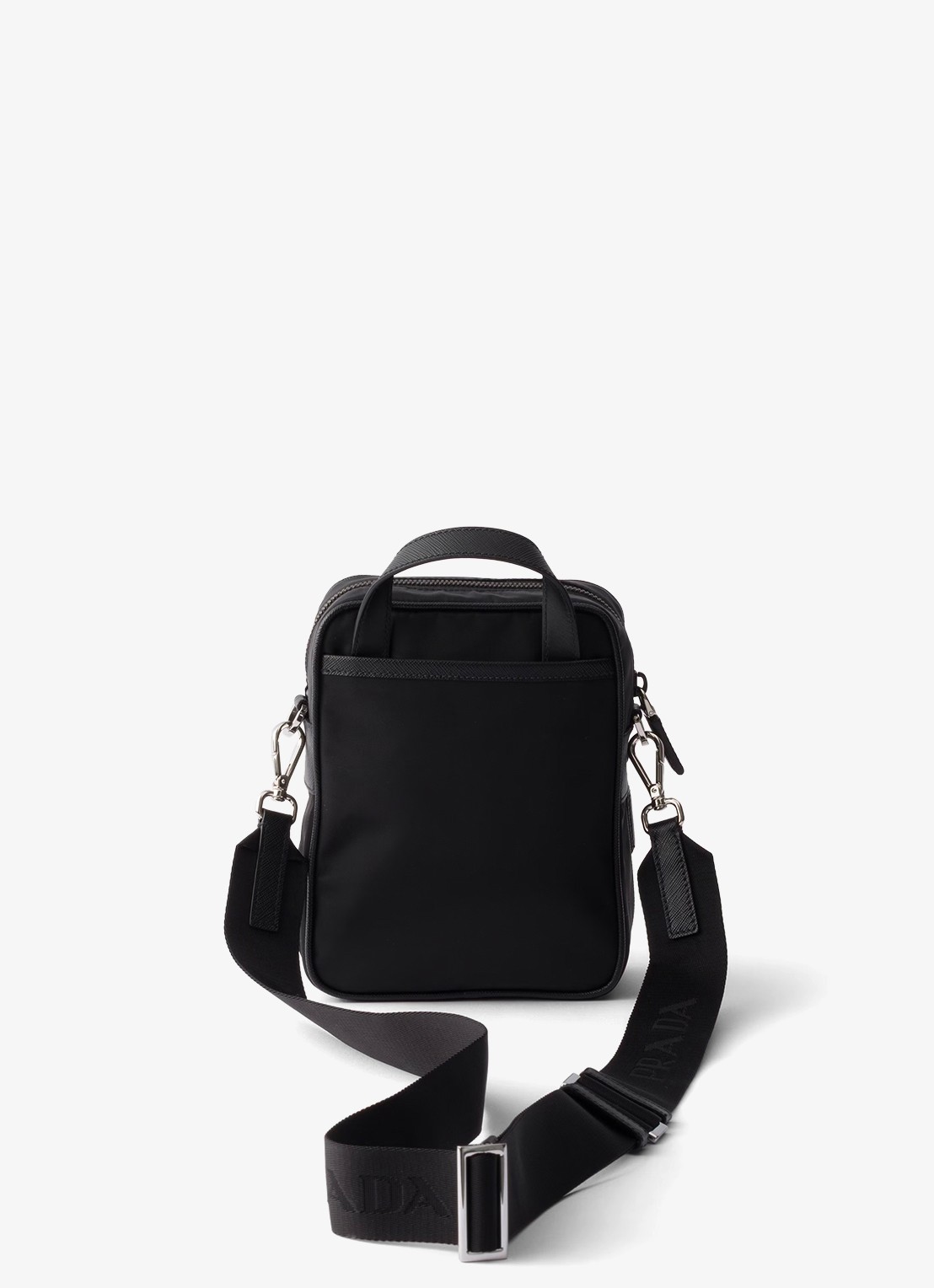 Prada Re-Nylon schoudertas met leren details - achterkant zwart