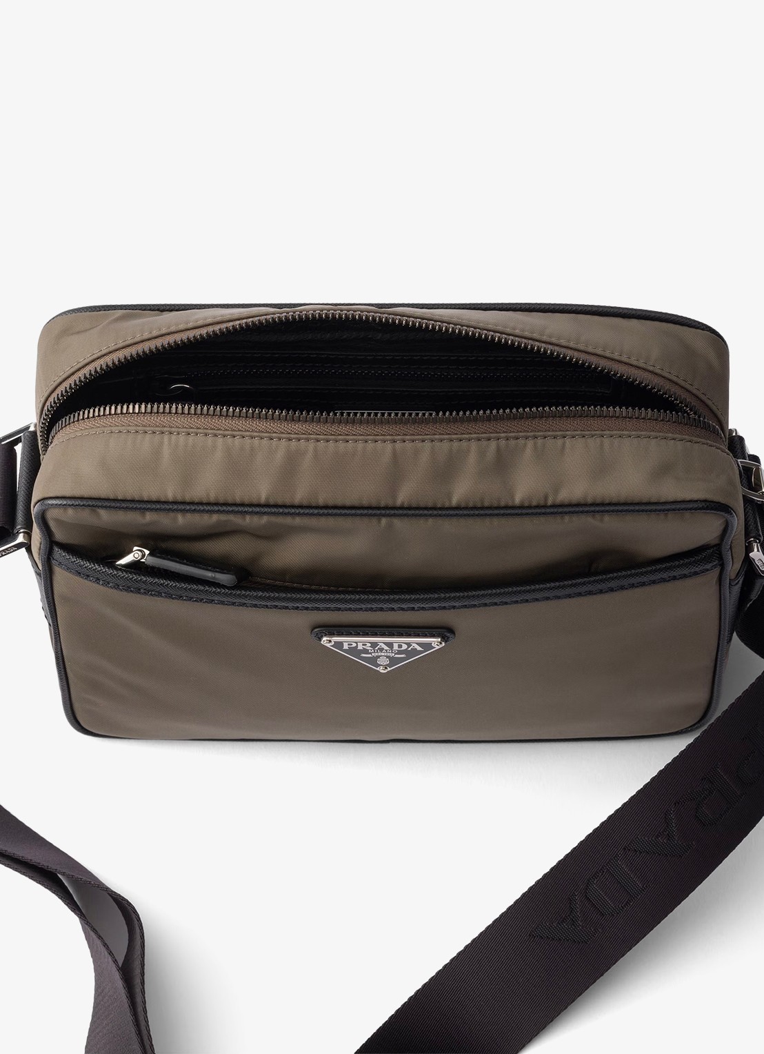 Prada Re-Nylon schoudertas met leren details - detail legergroen