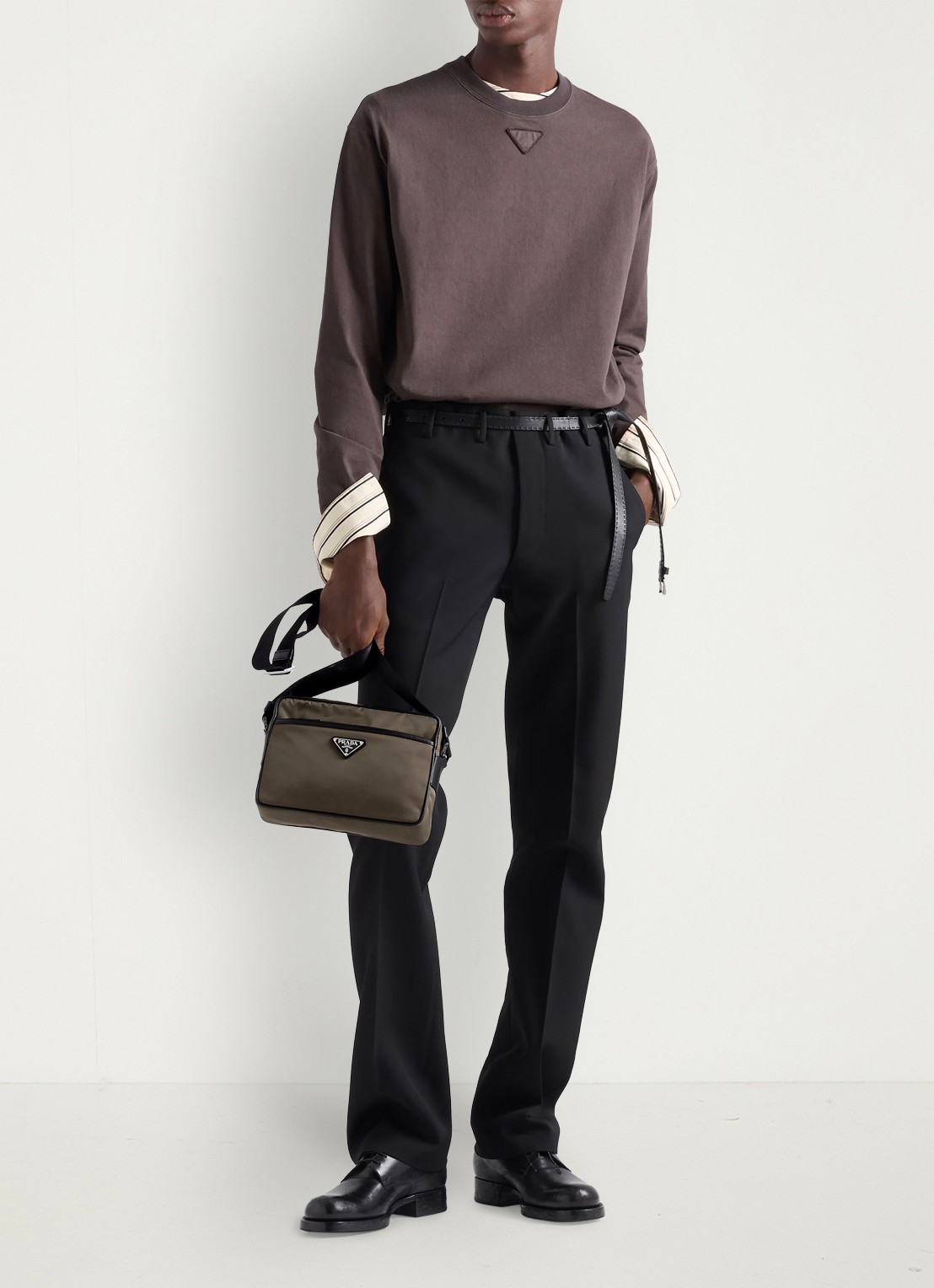 Prada Re-Nylon schoudertas met leren details - detail 4 legergroen