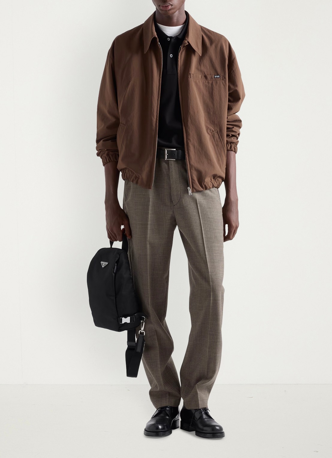 Prada Re-Nylon schoudertas met leren details - detail 7 zwart