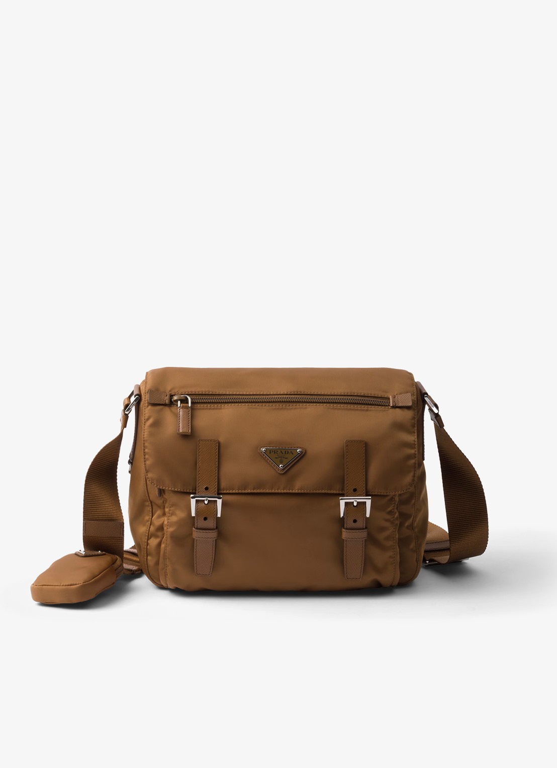 Prada Re-Nylon schoudertas met logo - voorkant 3 camel