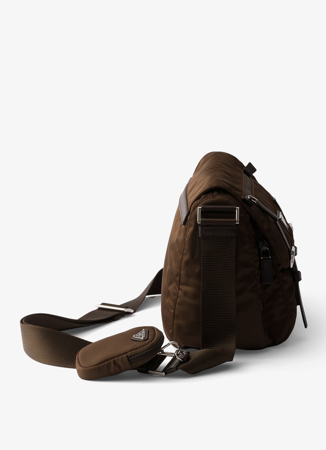 Prada Re-Nylon schoudertas met logo - detail 4 donkerbruin