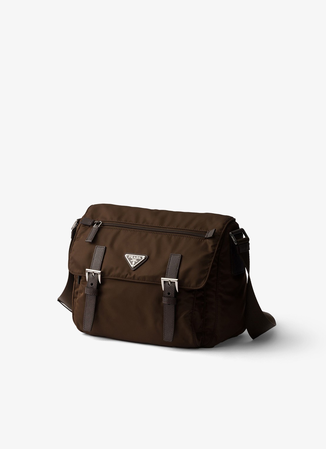 Prada Re-Nylon schoudertas met logo - voorkant 2 donkerbruin