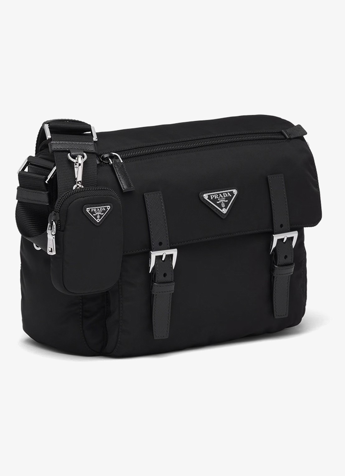 Prada Re-Nylon schoudertas met logo - detail 4 zwart