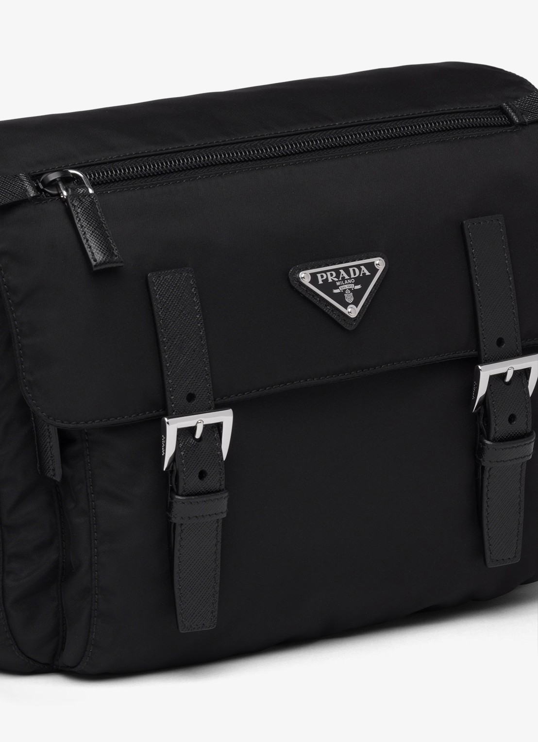 Prada Re-Nylon schoudertas met logo - detail 5 zwart