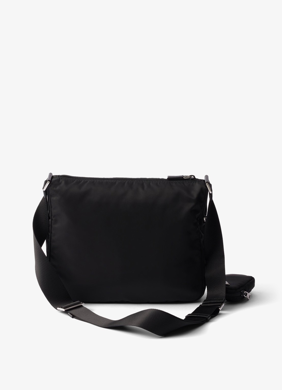 Prada Re-Nylon schoudertas met verstelbare schouderriem - achterkant 3 zwart