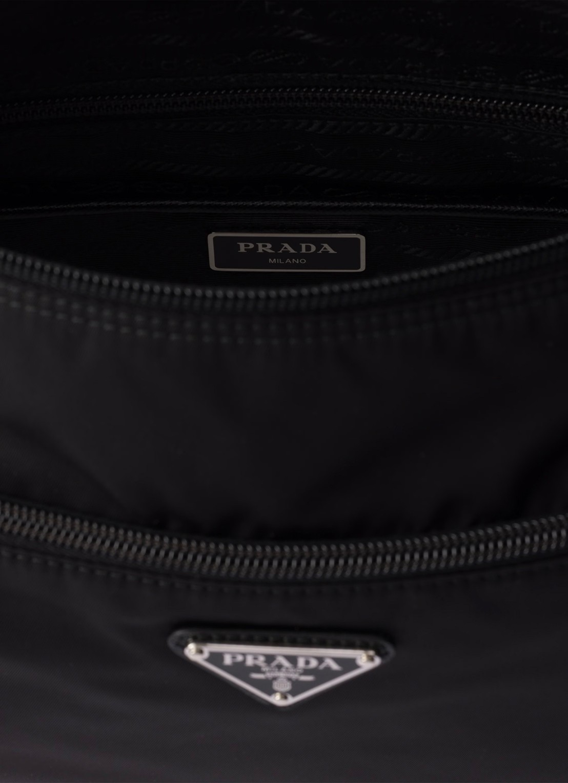Prada Re-Nylon schoudertas met verstelbare schouderriem - detail 5 zwart