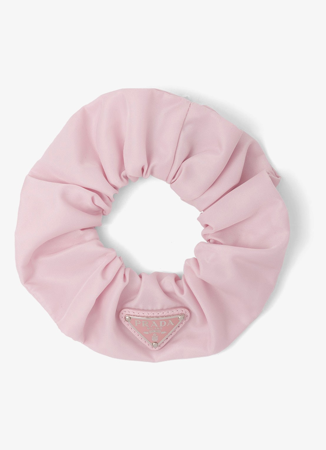 Prada Re-Nylon scrunchie met logo - voorkant lichtroze