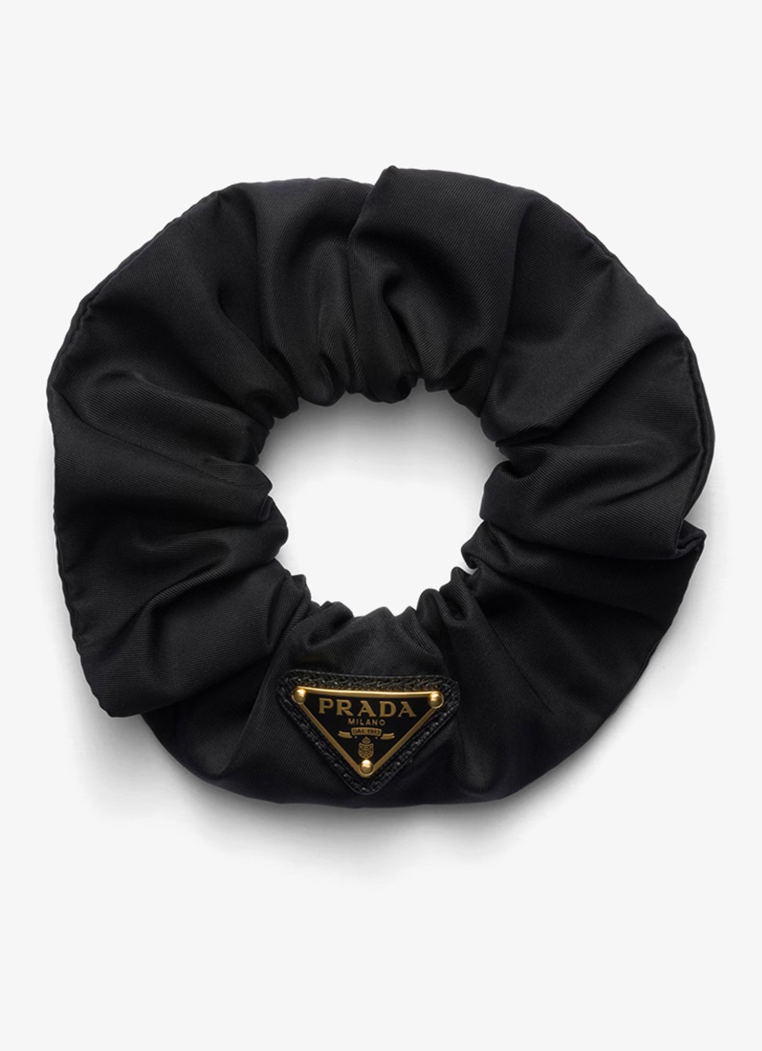 Prada Re-Nylon scrunchie met logo - voorkant 3 zwart