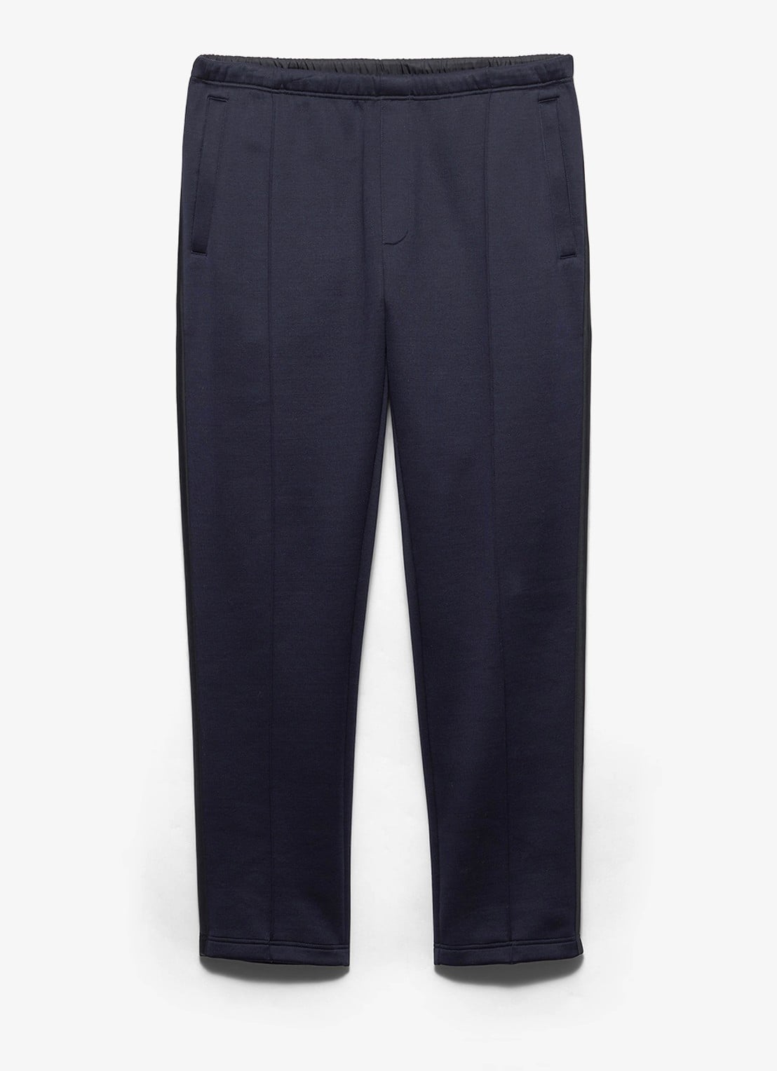 Prada Re-Nylon slim fit trackpants met siernaad - voorkant 5 donkerblauw