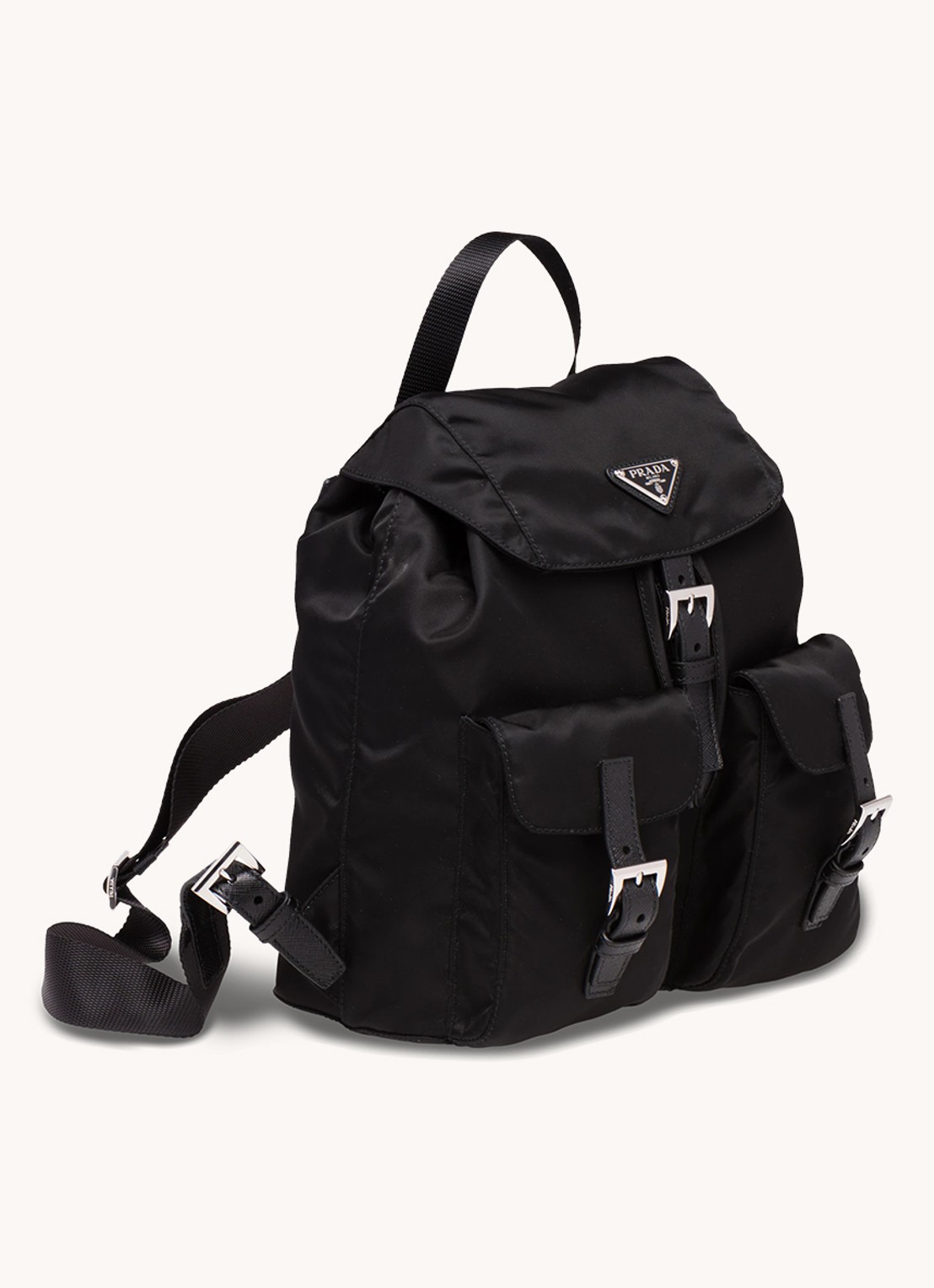 Prada Re-Nylon Small rugzak met logo - achterkant zwart