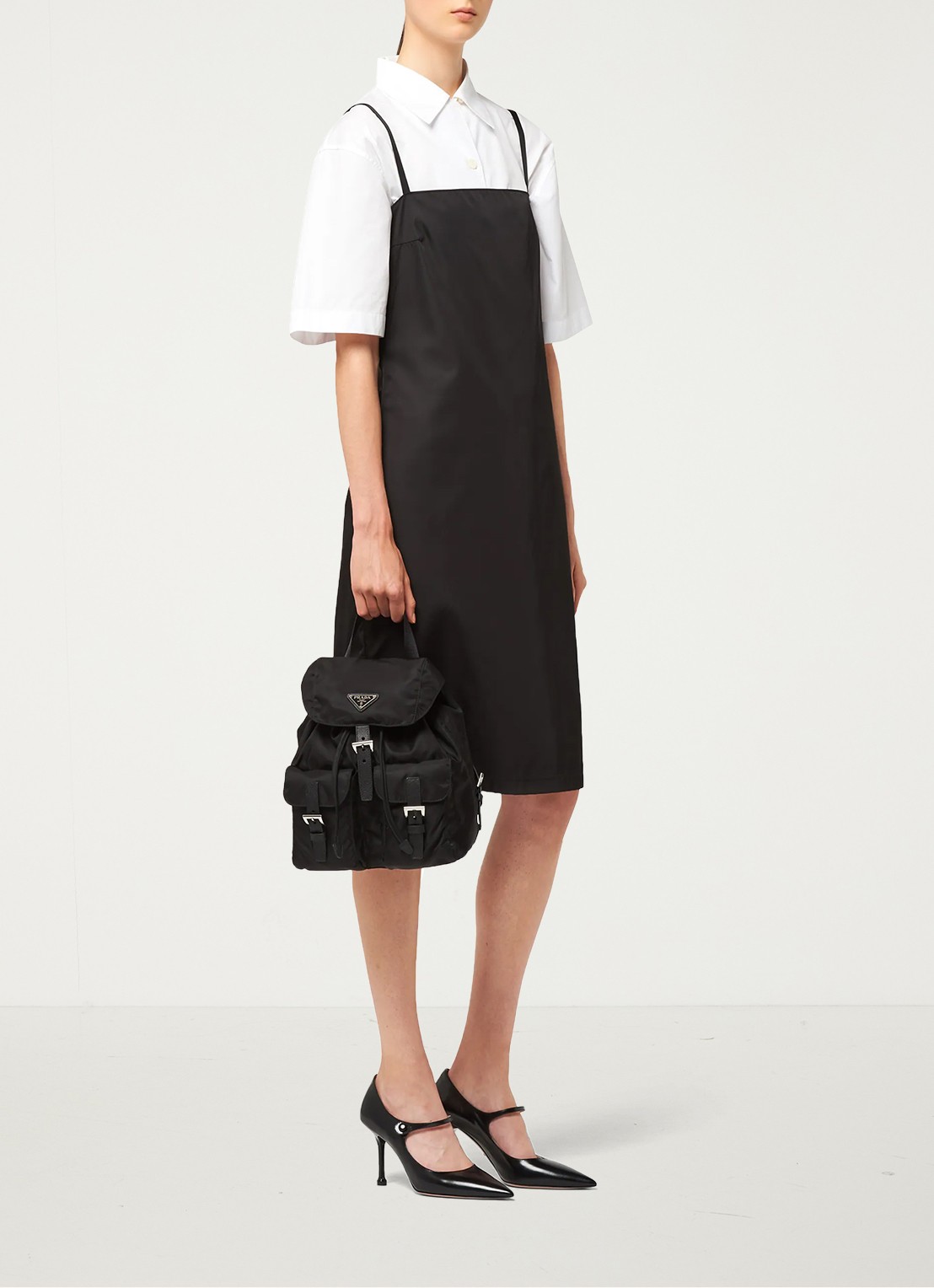 Prada Re-Nylon Small rugzak met logo - detail 7 zwart