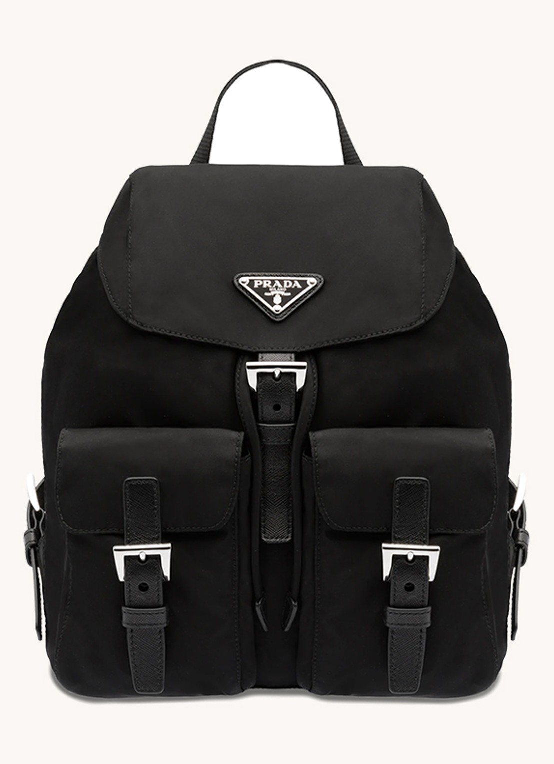 Prada Re-Nylon Small rugzak met logo - voorkant 2 zwart