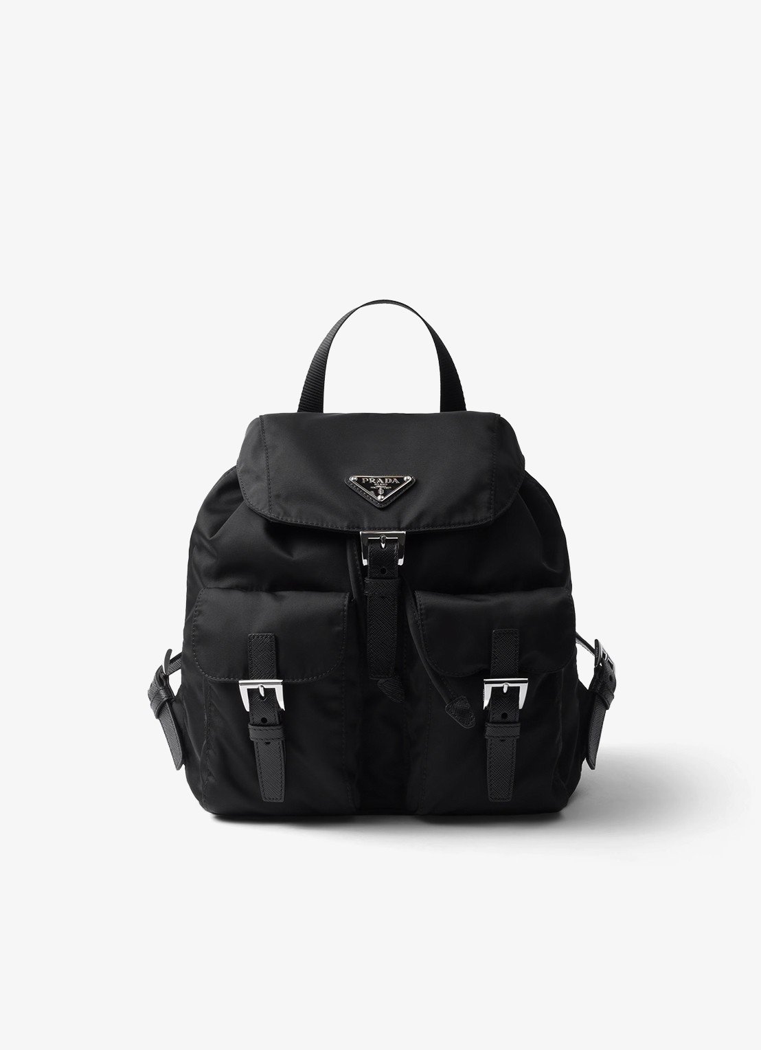 Prada Re-Nylon Small rugzak met logo - voorkant 6 zwart