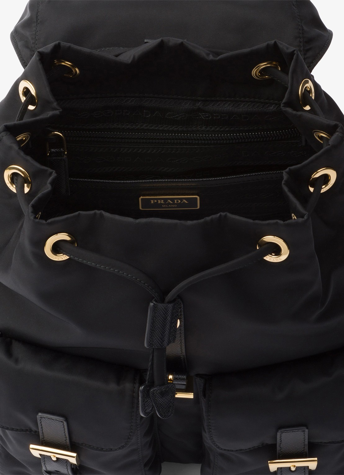 Prada Re-Nylon Small rugzak met logo - detail 5 diepzwart