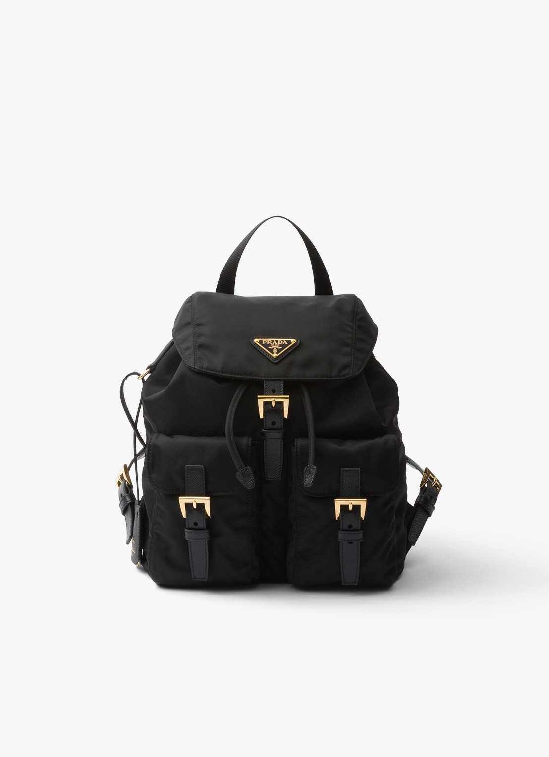 Prada Re-Nylon Small rugzak met logo - voorkant diepzwart