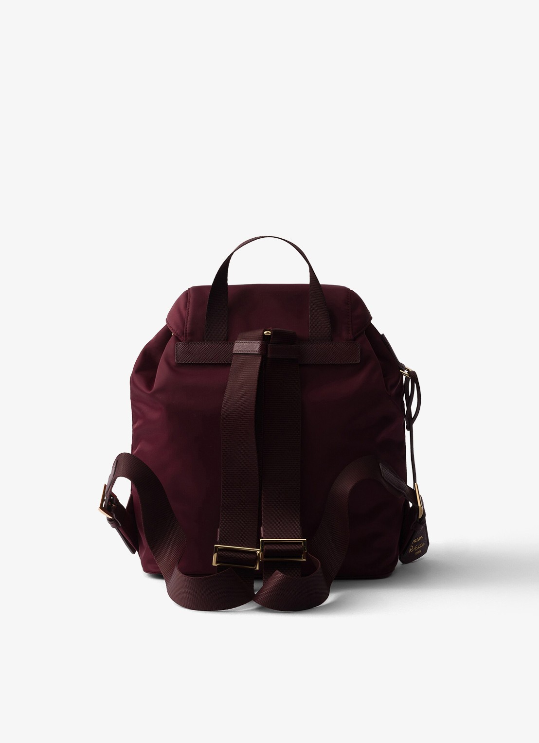 Prada Re-Nylon Small rugzak met logo - achterkant bordeauxrood