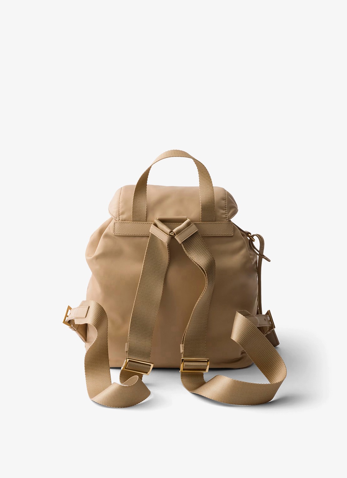 Prada Re-Nylon Small rugzak met logo - achterkant lichtbruin