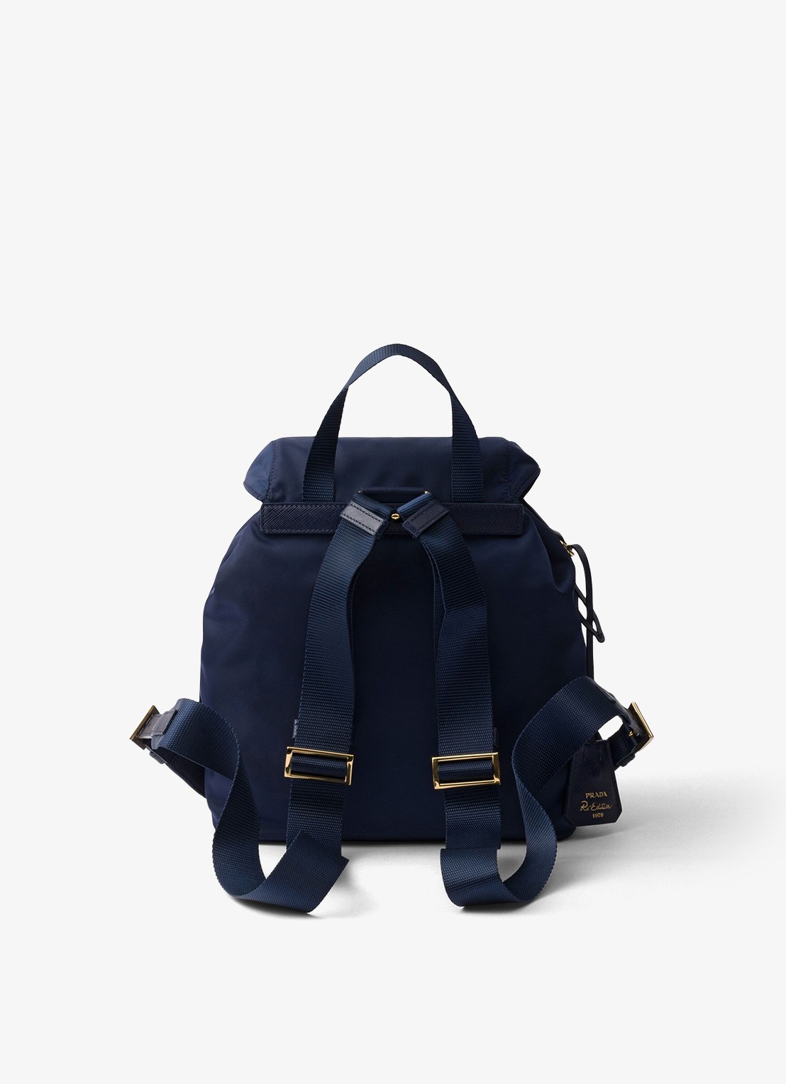 Prada Re-Nylon Small rugzak met logo - achterkant 5 donkerblauw