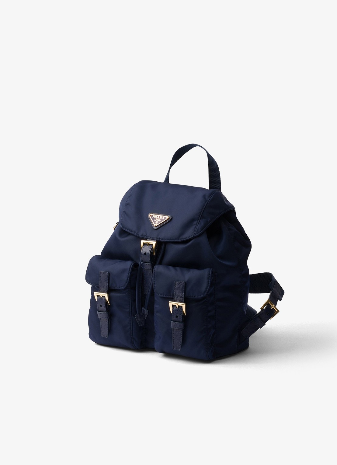 Prada Re-Nylon Small rugzak met logo - voorkant 4 donkerblauw