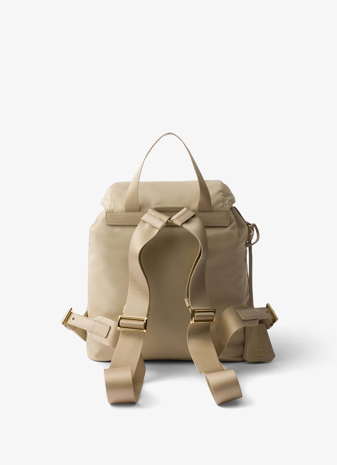 Prada Re-Nylon Small rugzak met logo - achterkant 7 beige