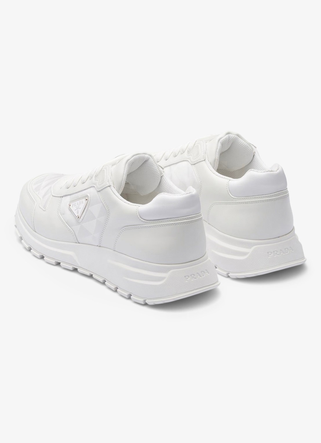 Prada Re-Nylon sneaker met leren details - achterkant 7 wit