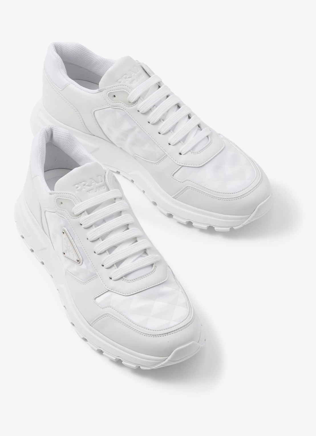 Prada Re-Nylon sneaker met leren details - detail 2 wit