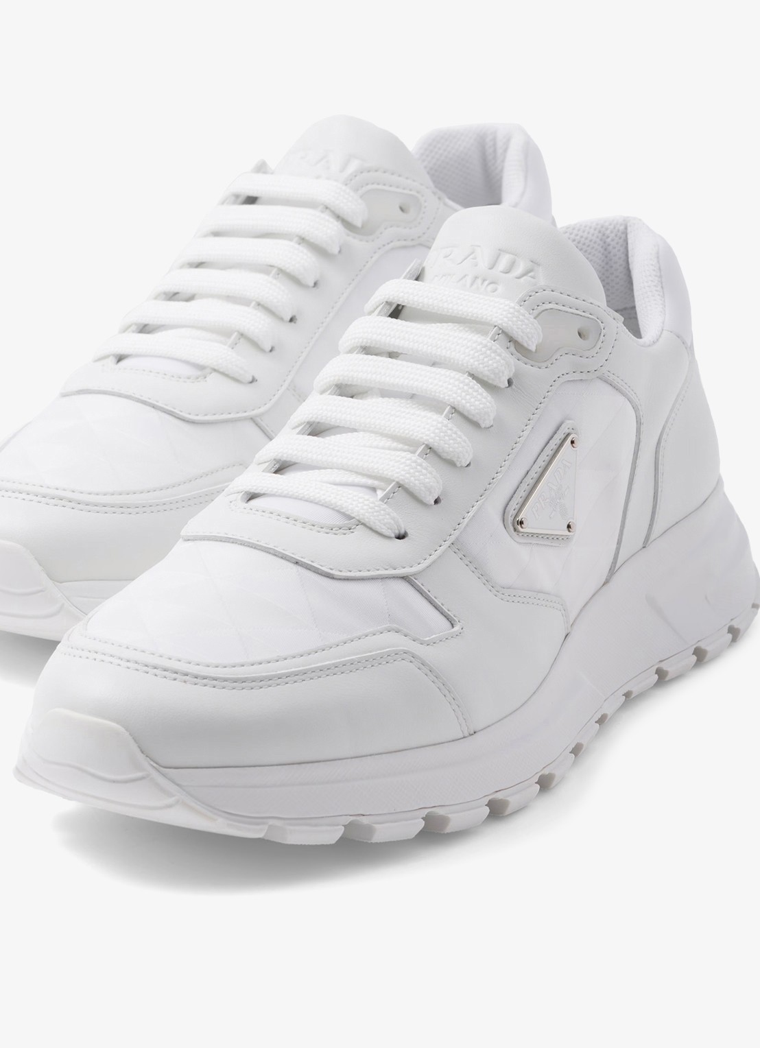Prada Re-Nylon sneaker met leren details - detail 3 wit