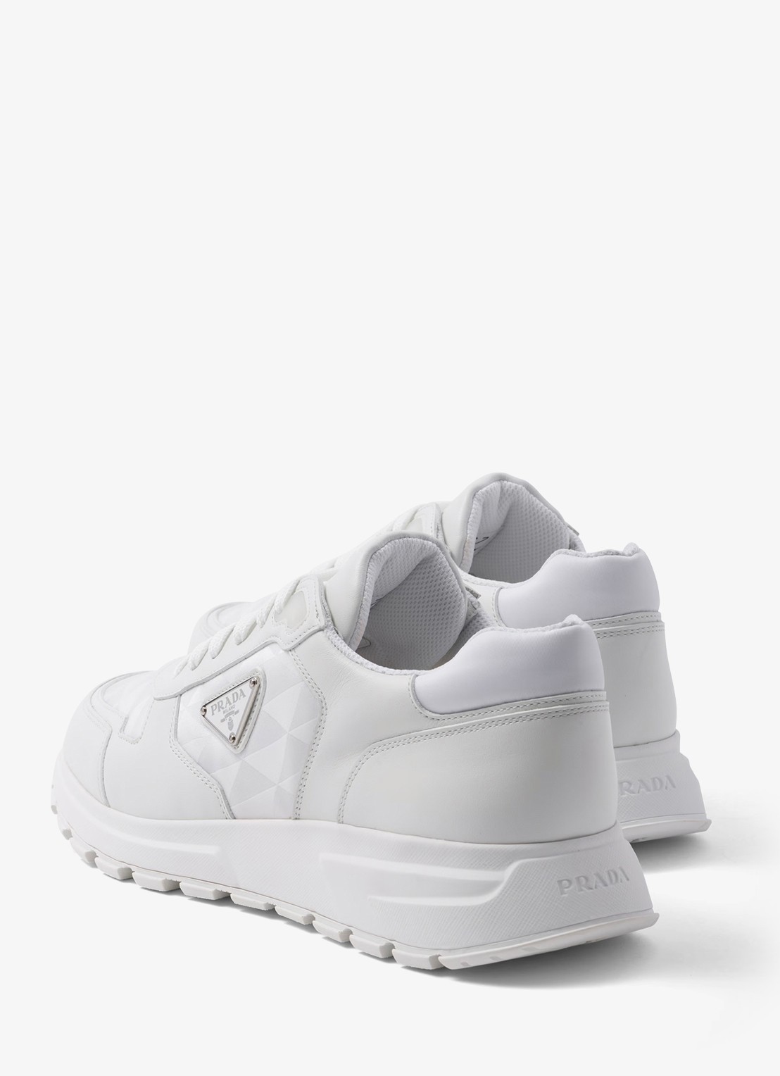 Prada Re-Nylon sneaker met leren details - detail 4 wit